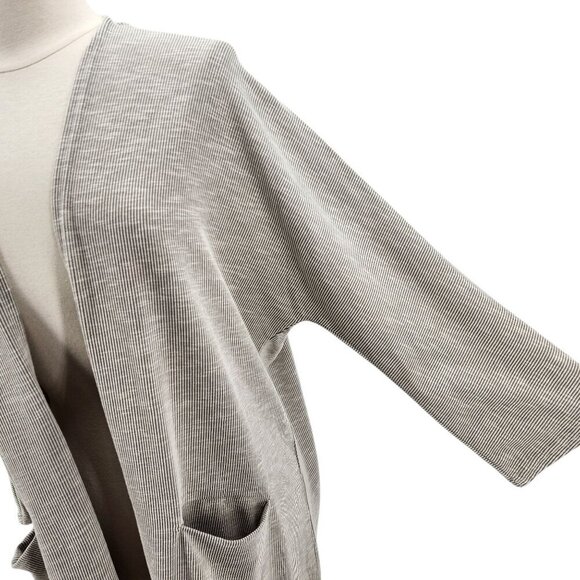 NWT Donni. Striped Gray Ivory Duster Cardigan Womens One Size - Picture 6 of 11